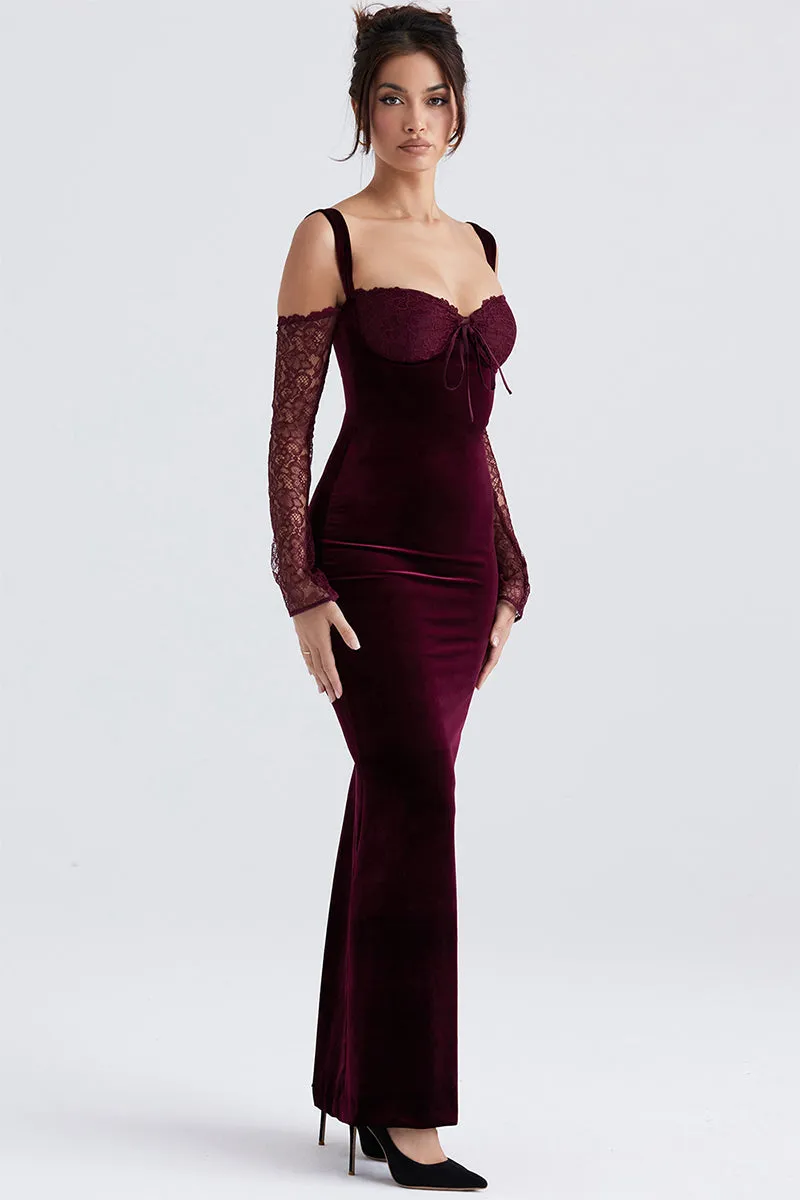 Beautiful Evening Graceful Velvet Maxi Dress