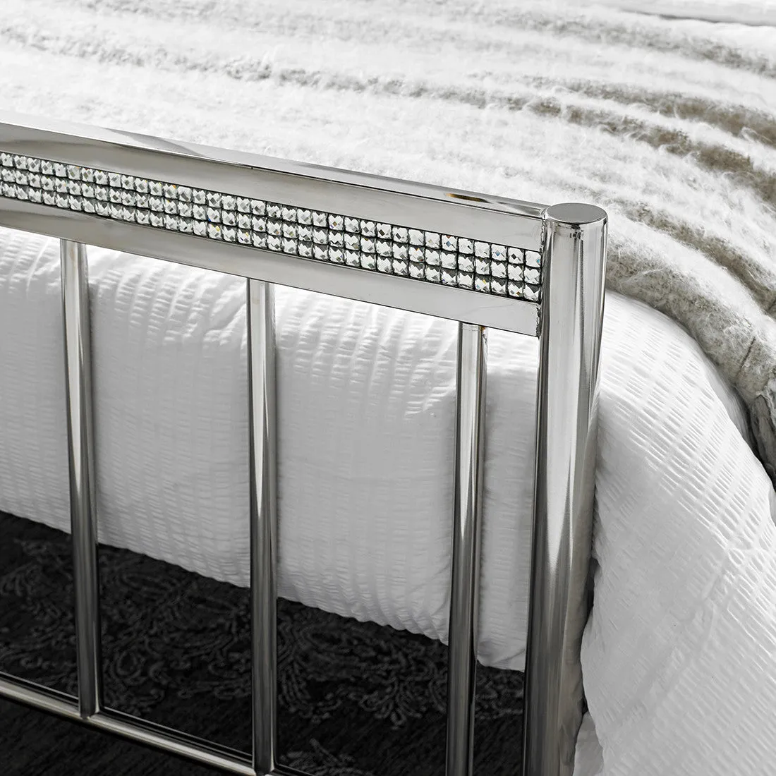 Bellini Contemporary Silver Metal Bed