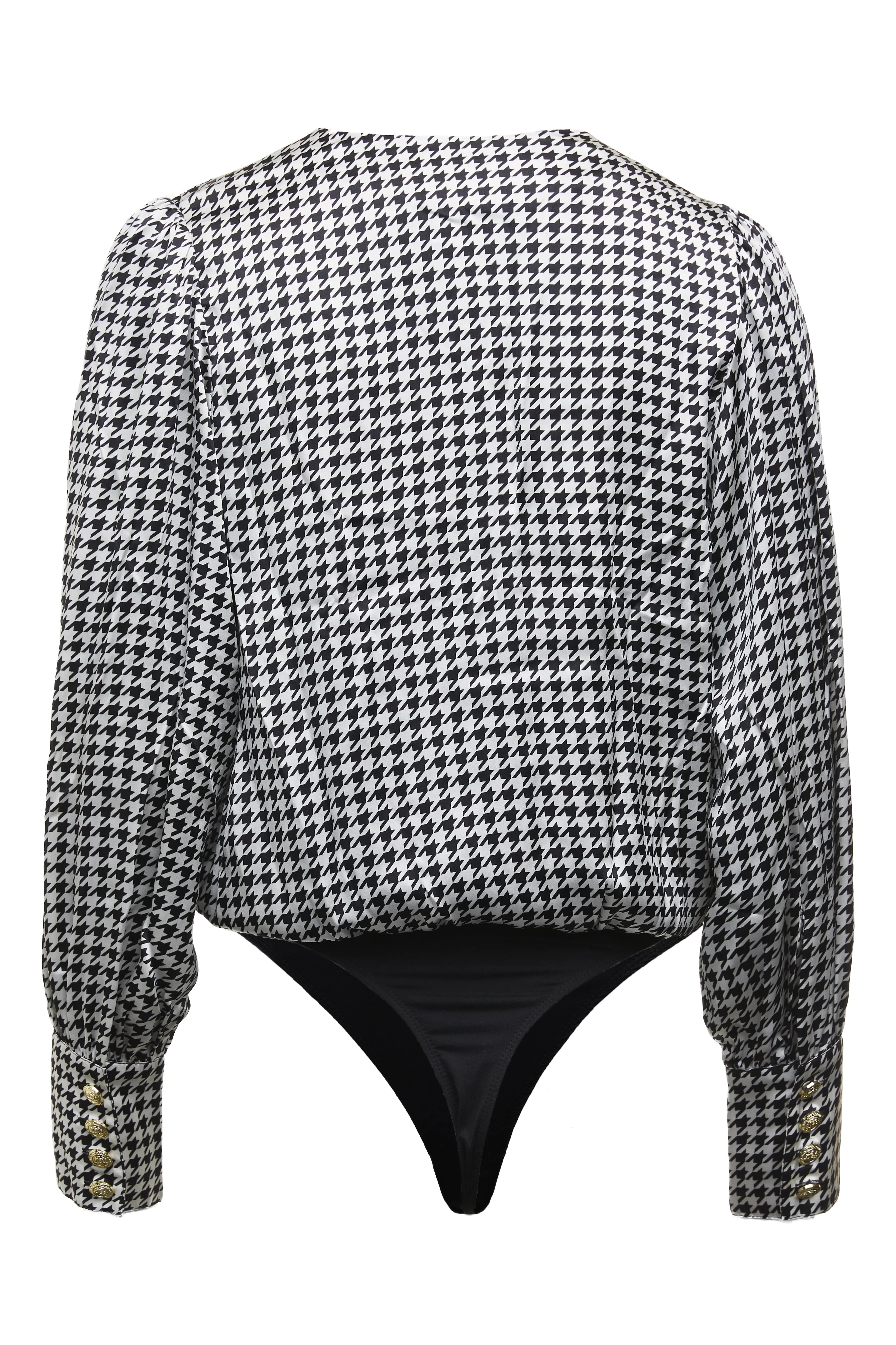 Bexley Silk Bodysuit (Houndstooth)