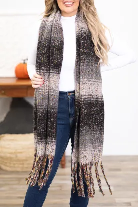 Black and Grey Ombre Long Blanket Scarf