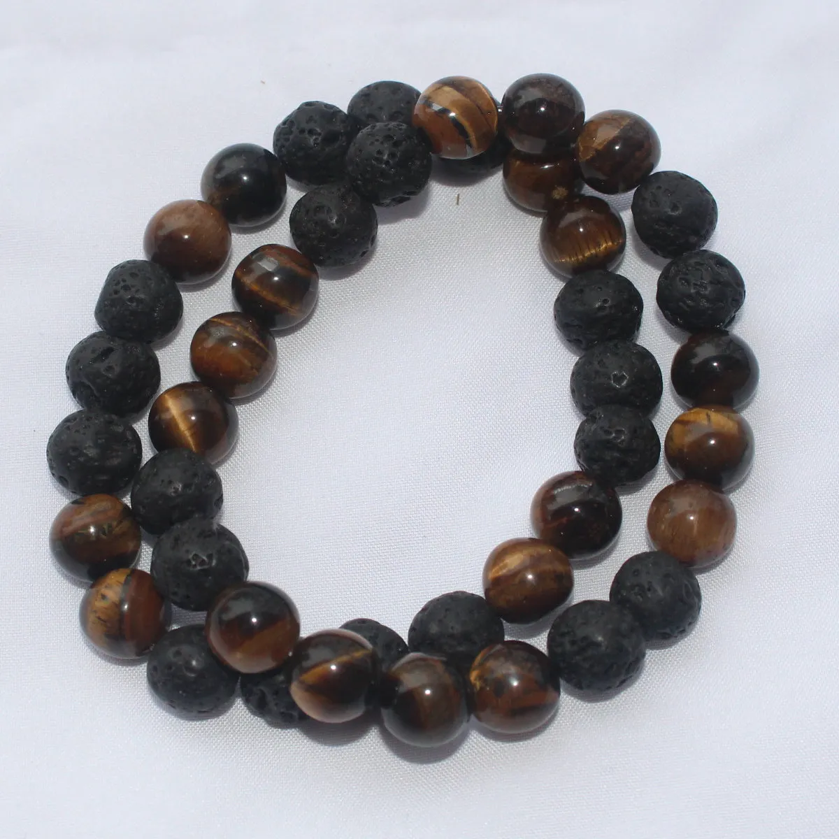 Black Lava and Tiger Eye Beads Bracelet for Men and Women