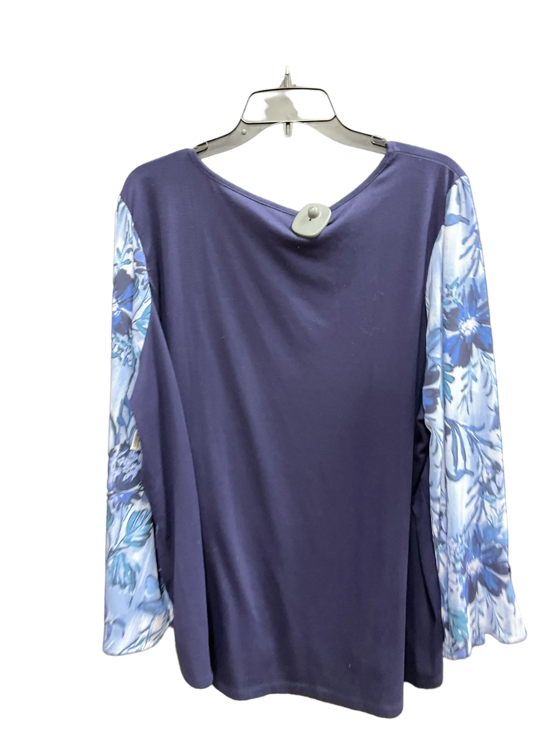 Blue Top Long Sleeve Diane Gilman, Size 2x