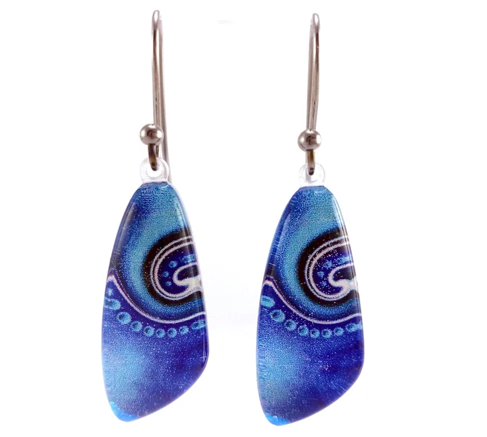 Blue Triangle Dot Wave Pendant & Earrings Set