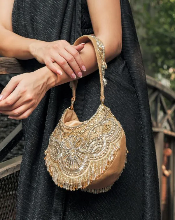 Bold in Gold : Potli (With Embroidered Handle)