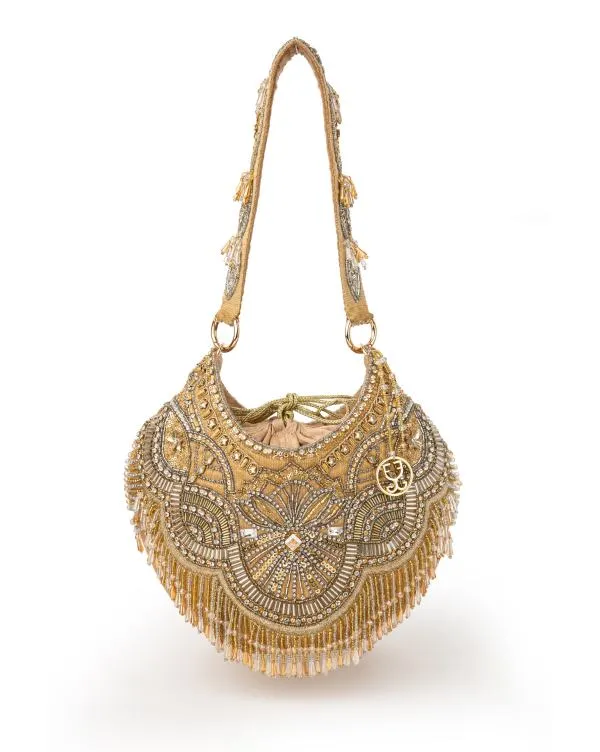 Bold in Gold : Potli (With Embroidered Handle)