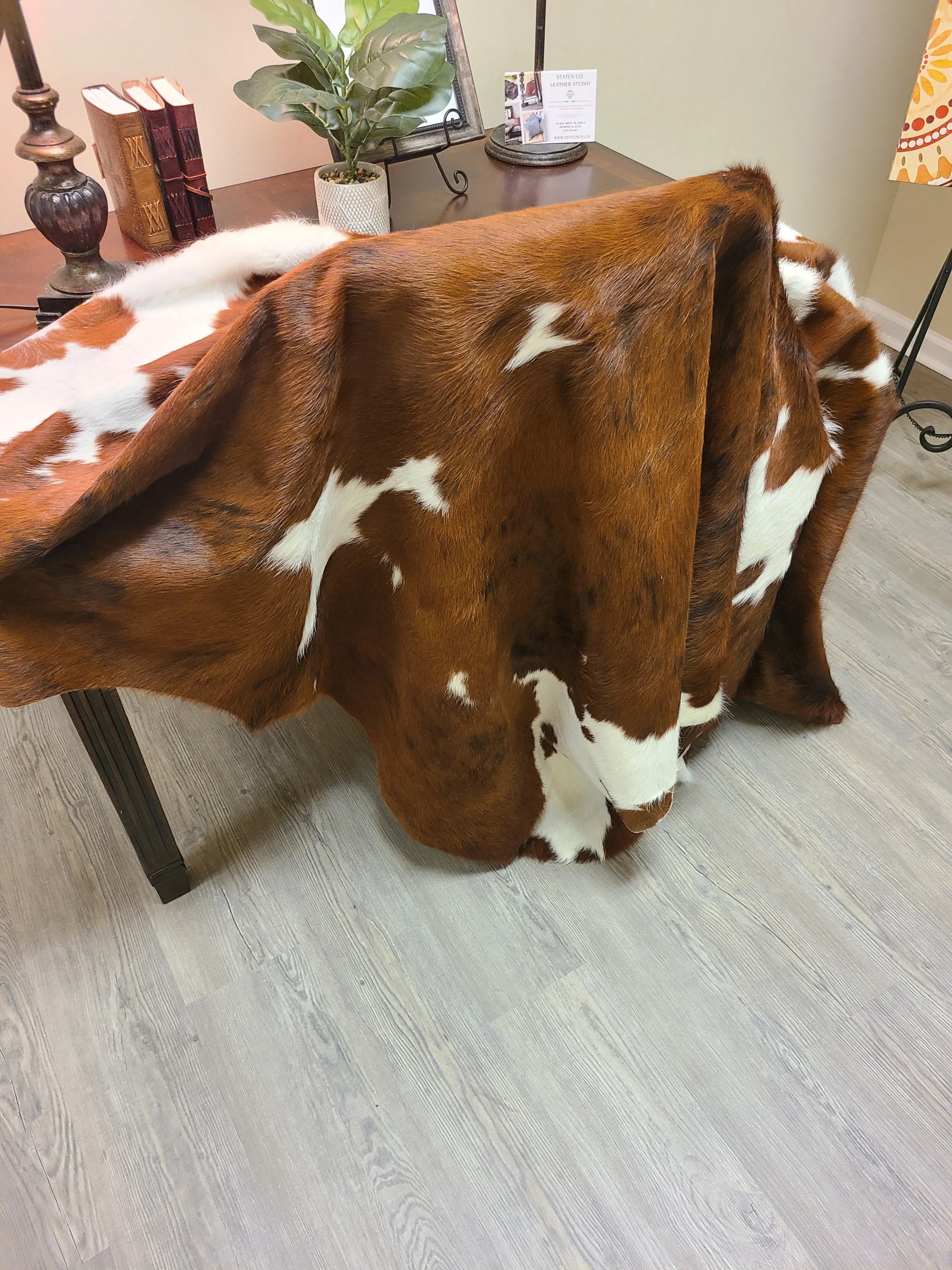 Brazilian Cowhide Rug - Brown & White Spotted - 8 ft x 6 ft