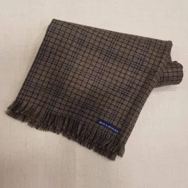 Brown - Navy Plaid Tweed Scarf