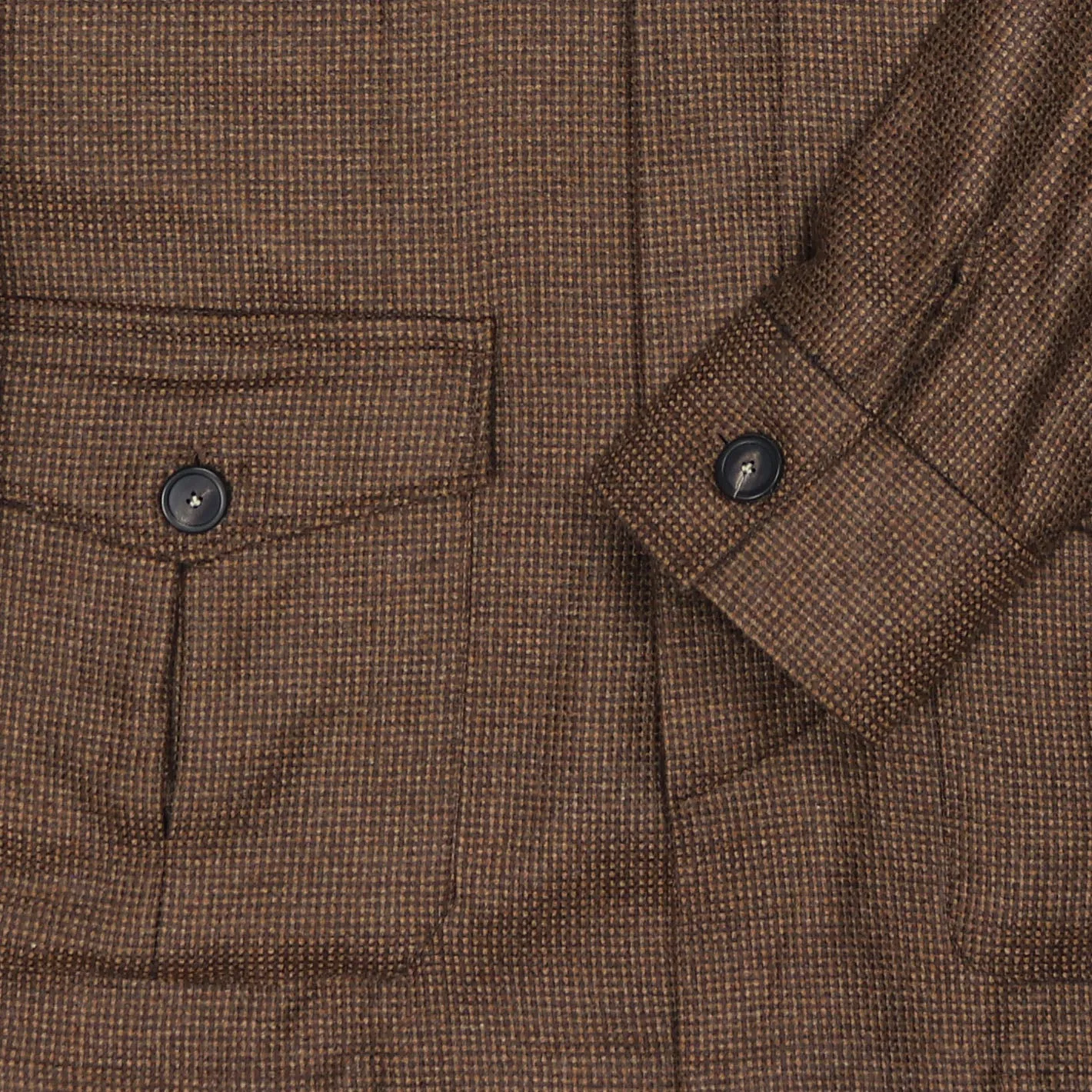 Brown Patterned Cashmere Vicuña Safari Jacket