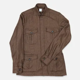 Brown Patterned Cashmere Vicuña Safari Jacket