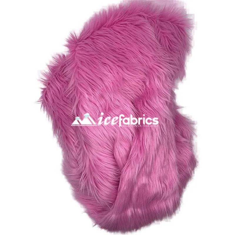 Bubble Gum Shaggy Mohair Long Pile Faux Fur Fabric By The Yard