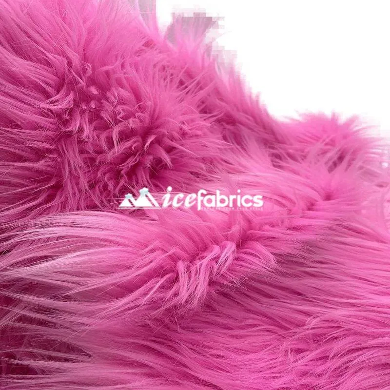 Bubble Gum Shaggy Mohair Long Pile Faux Fur Fabric By The Yard