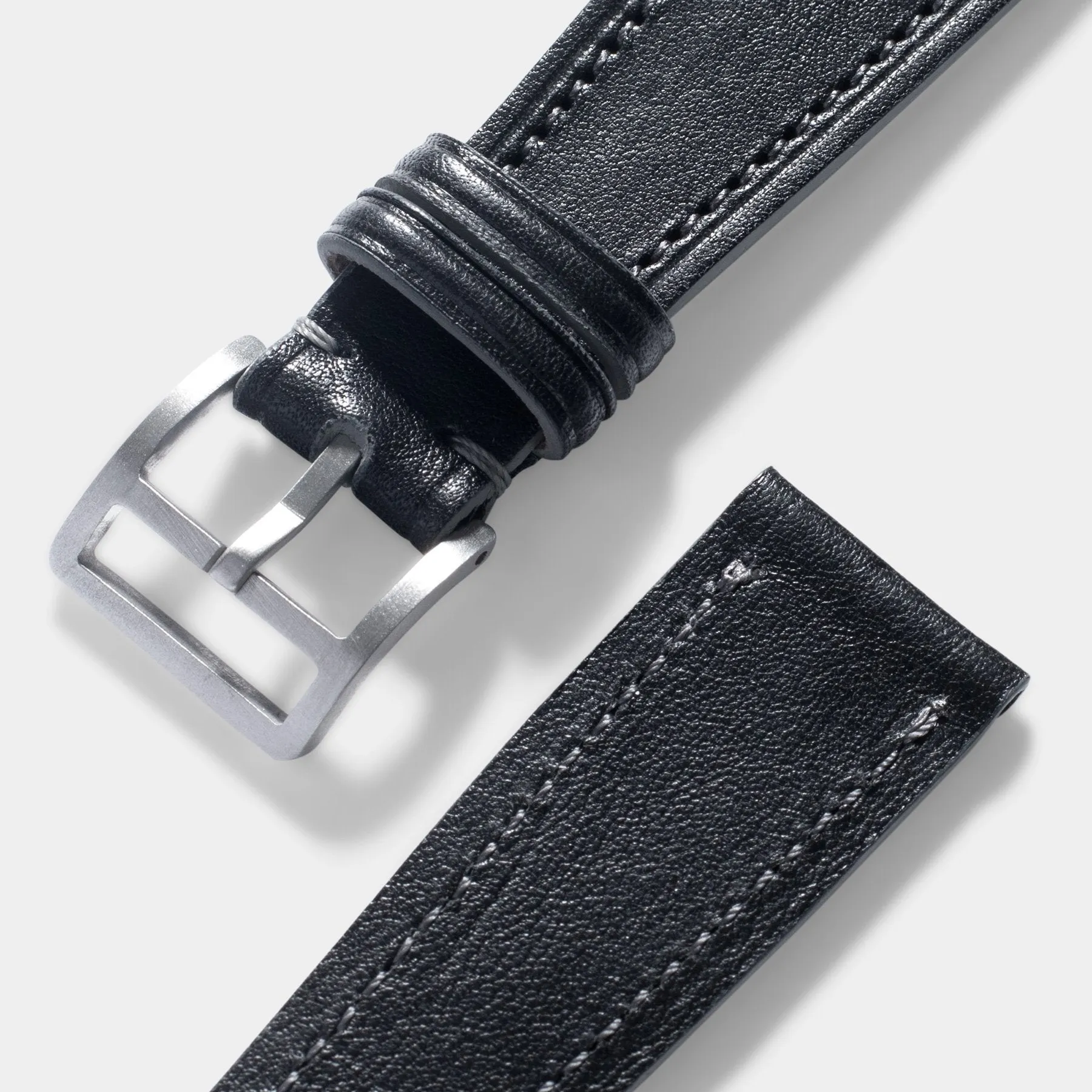 Café Noir Black Leather Watch Strap