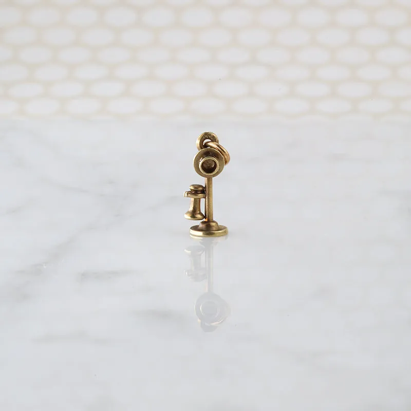 Candlestick Style Telephone Charm in 14k Gold