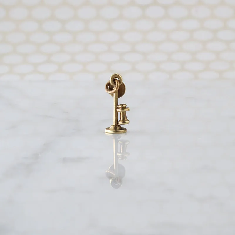 Candlestick Style Telephone Charm in 14k Gold