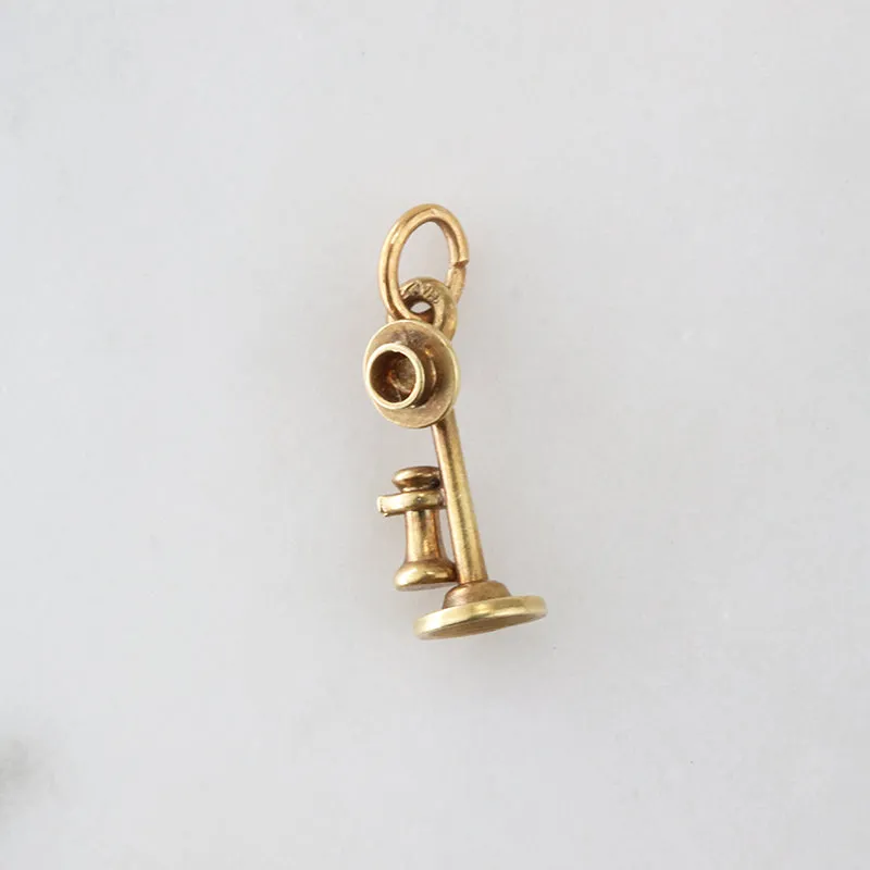 Candlestick Style Telephone Charm in 14k Gold