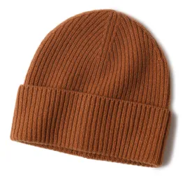 Cashmere Alpi Ribbed Turn up Beanie Caramel