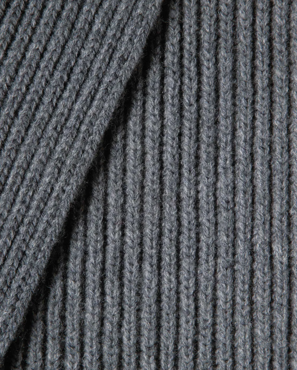 Cashmere & Wool Chunky Ribbed Scarf Dark Grey