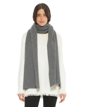 Cashmere & Wool Chunky Ribbed Scarf Dark Grey