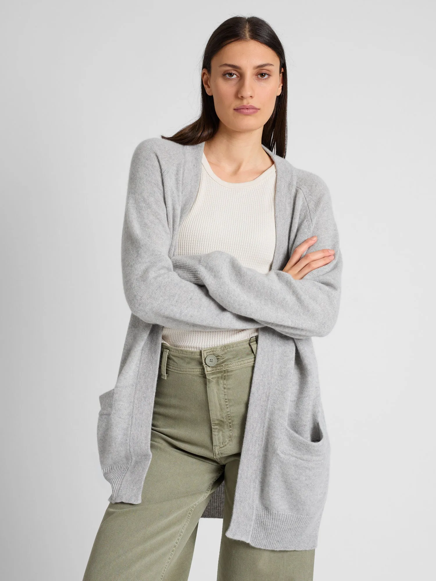 Cashmere cardigan "Solveig" - light grey