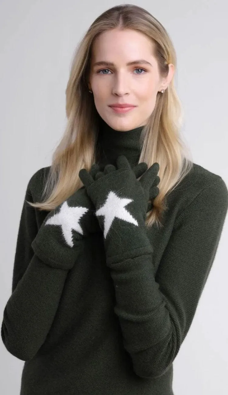 Cashmere with Angora Star Intarsia 3-in-1 Glove