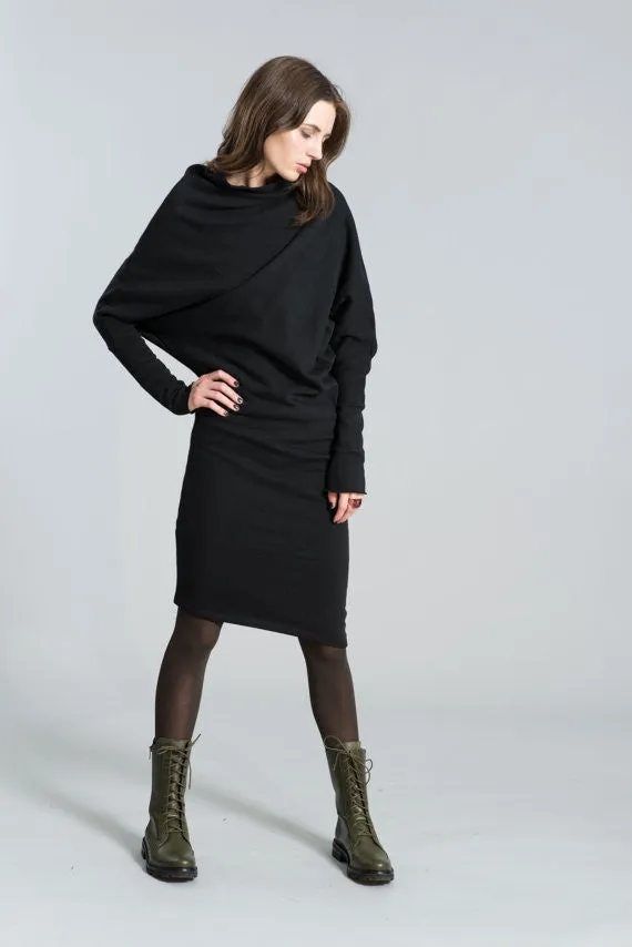 Casual Long Sleeve Dress in Black