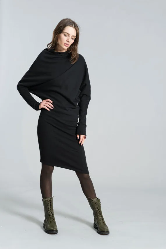 Casual Long Sleeve Dress in Black