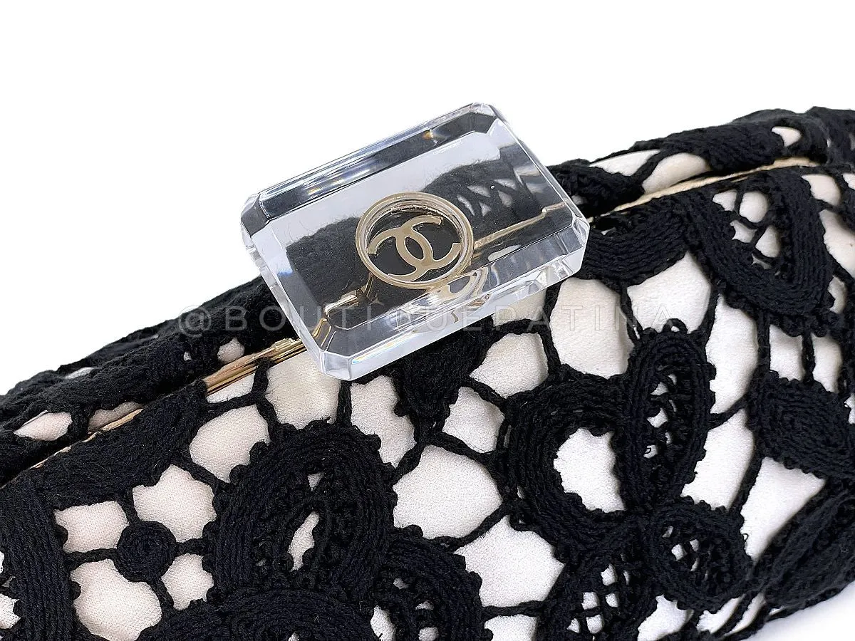 Chanel 2007 Laced Cream Satin Resin Perfume Top Clutch Bag