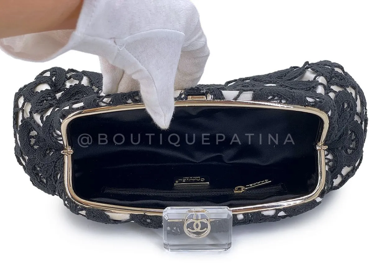 Chanel 2007 Laced Cream Satin Resin Perfume Top Clutch Bag