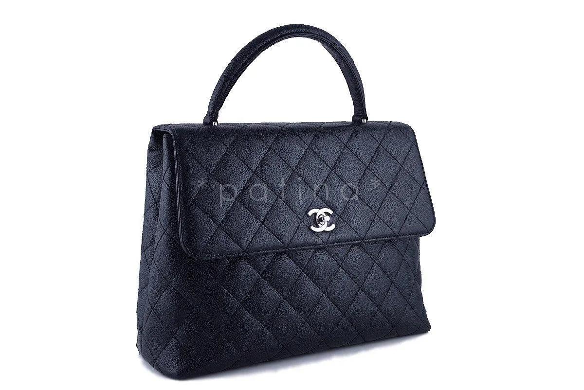 Chanel Black 2.55 Classic Quilted Kelly Flap Satchel Bag