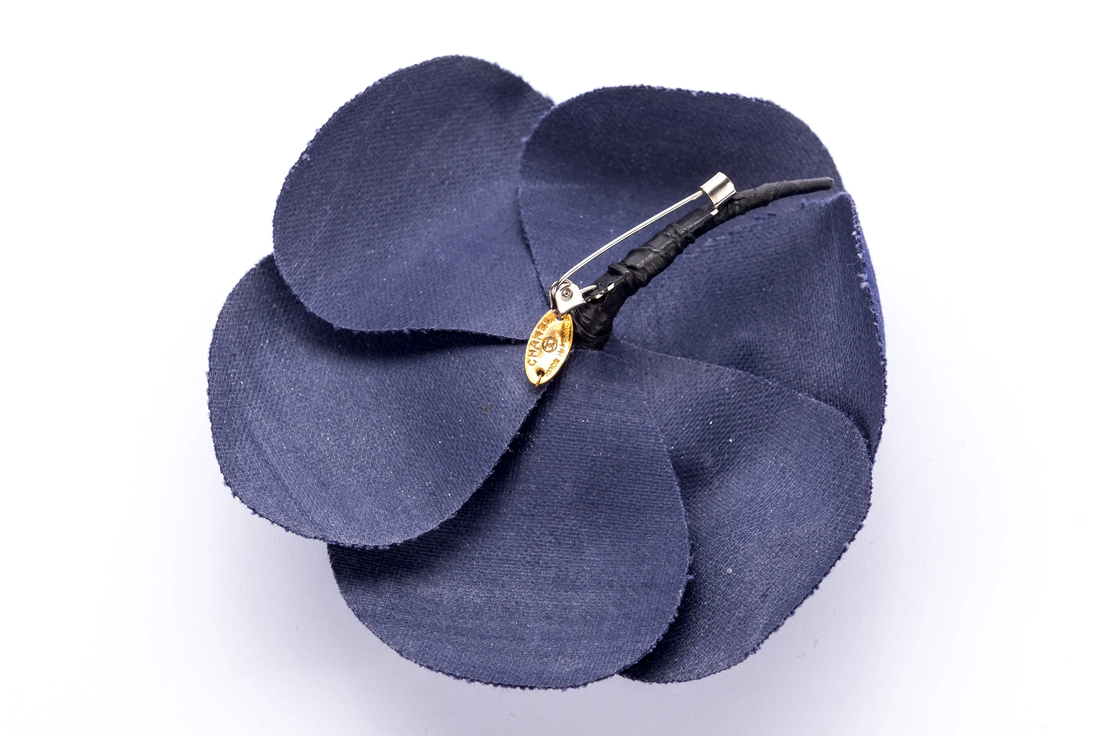 Chanel Camellia Brooch Blue Color Canvas, no Box