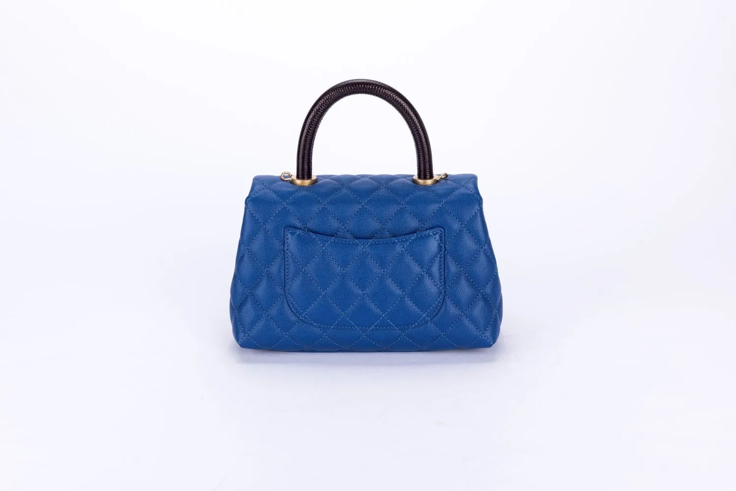 Chanel Mini Coco Handle Blue Color with Card, Strap, Dust Cover & Box