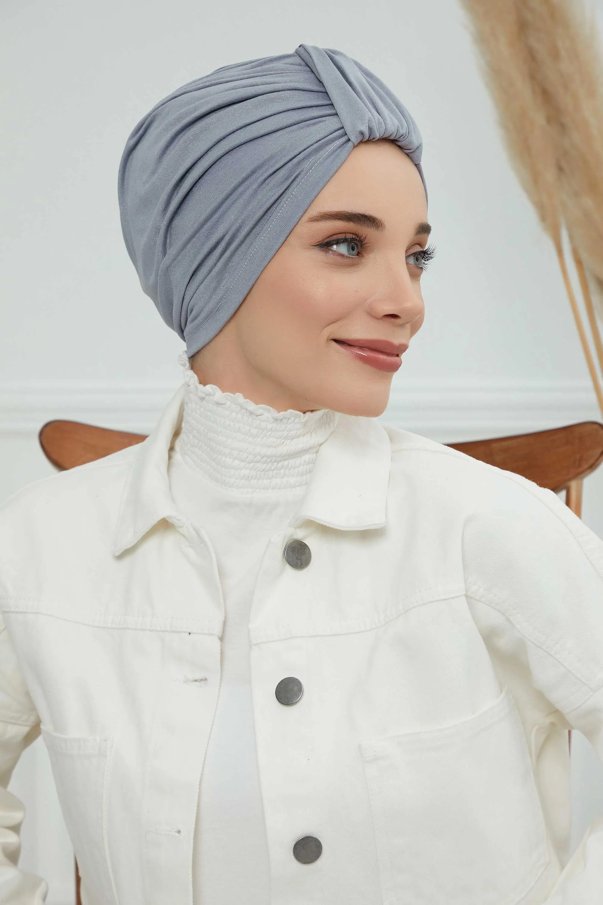 Chic Design Cotton Instant Turban Hijab for Women, Beautiful Pre-tied Turban Bonnet for Women, Trendy Fashionable Cancer Chemo Headwear,B-68