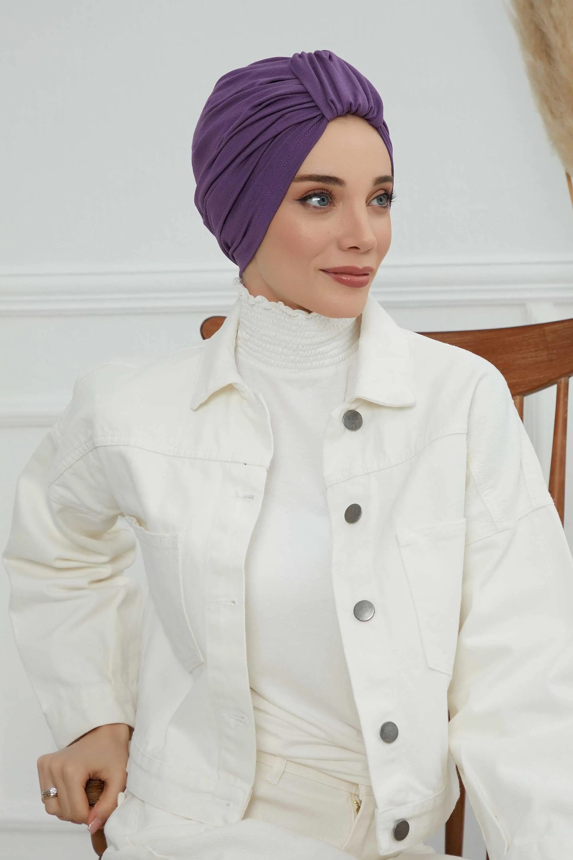 Chic Design Cotton Instant Turban Hijab for Women, Beautiful Pre-tied Turban Bonnet for Women, Trendy Fashionable Cancer Chemo Headwear,B-68