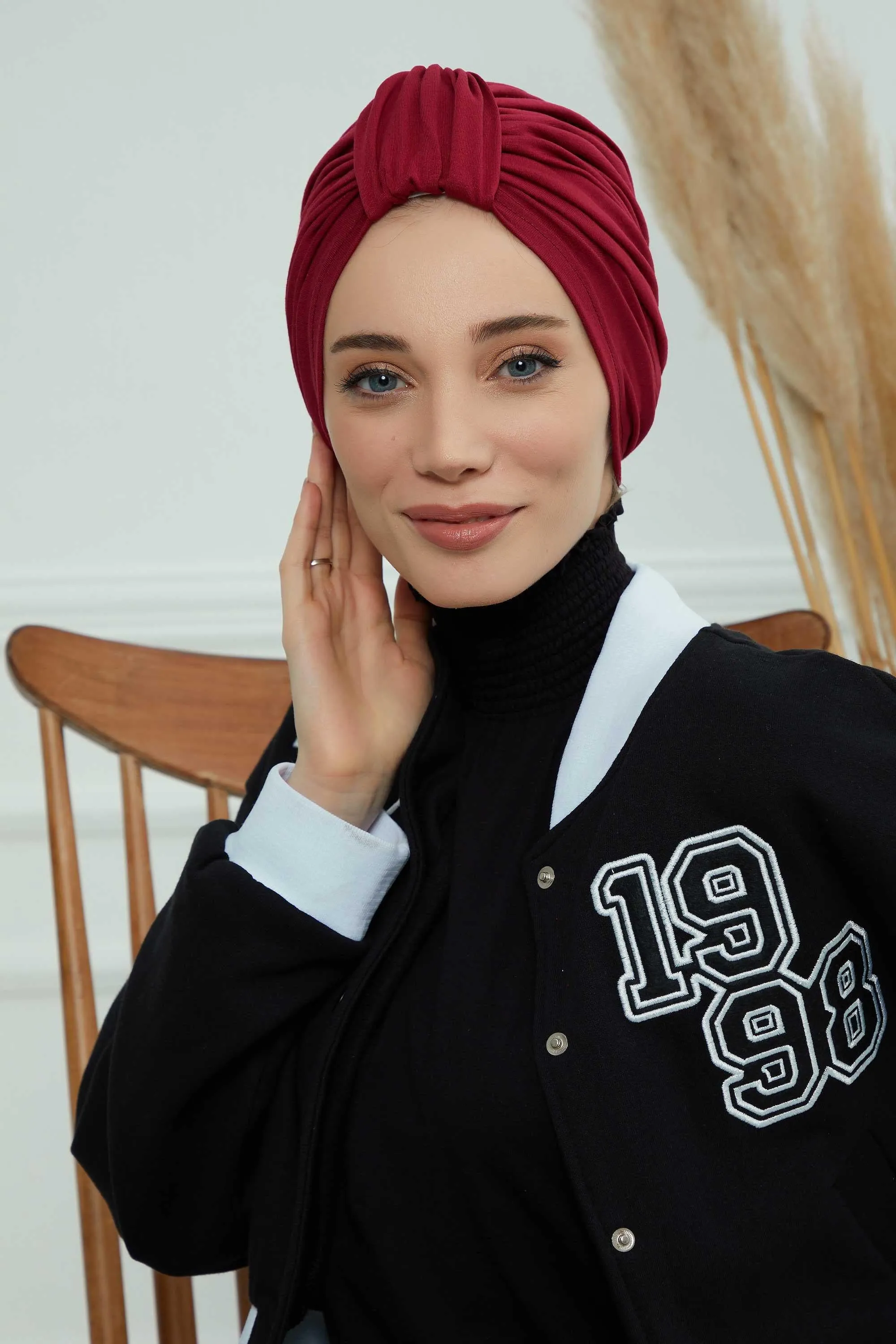 Chic Design Cotton Instant Turban Hijab for Women, Beautiful Pre-tied Turban Bonnet for Women, Trendy Fashionable Cancer Chemo Headwear,B-68