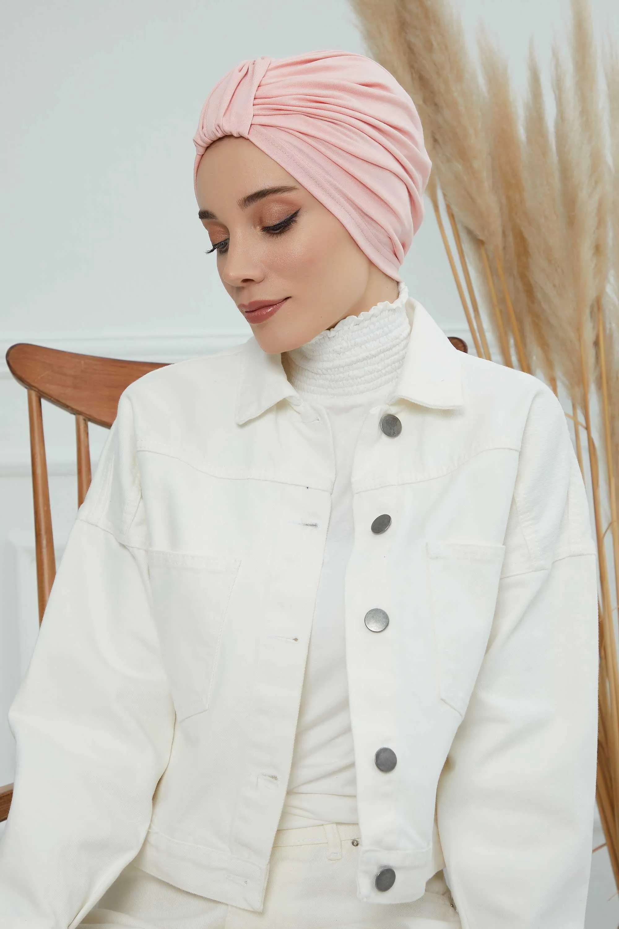 Chic Design Cotton Instant Turban Hijab for Women, Beautiful Pre-tied Turban Bonnet for Women, Trendy Fashionable Cancer Chemo Headwear,B-68