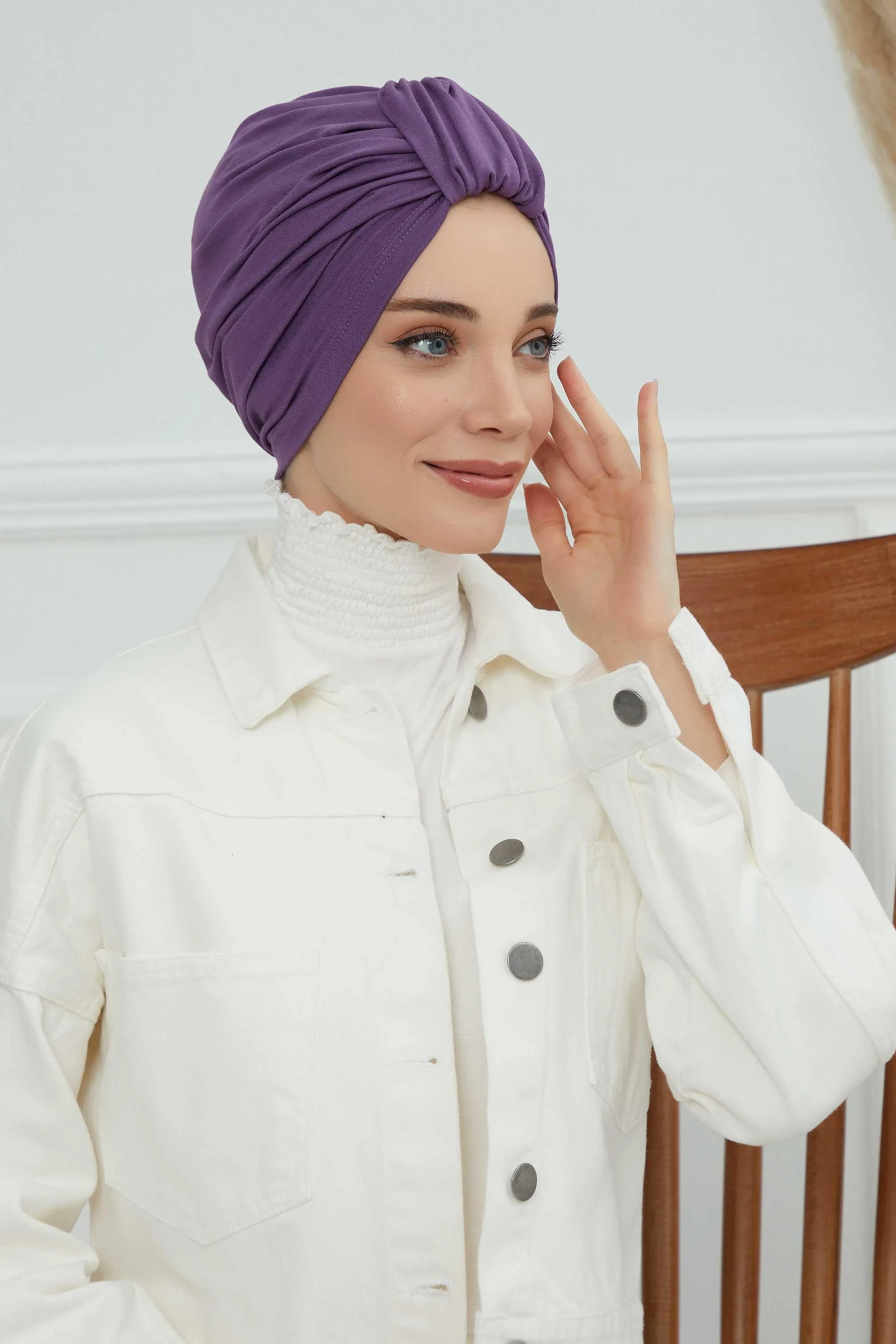 Chic Design Cotton Instant Turban Hijab for Women, Beautiful Pre-tied Turban Bonnet for Women, Trendy Fashionable Cancer Chemo Headwear,B-68