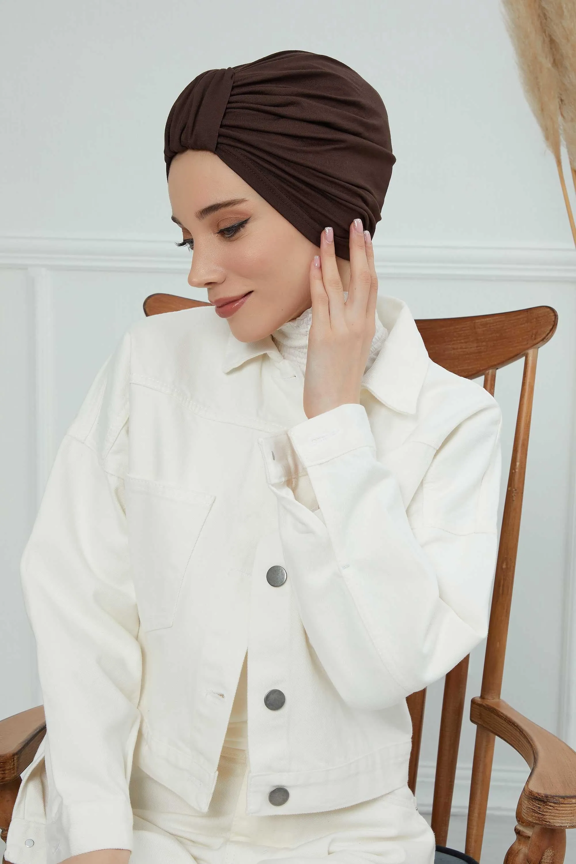 Chic Design Cotton Instant Turban Hijab for Women, Beautiful Pre-tied Turban Bonnet for Women, Trendy Fashionable Cancer Chemo Headwear,B-68