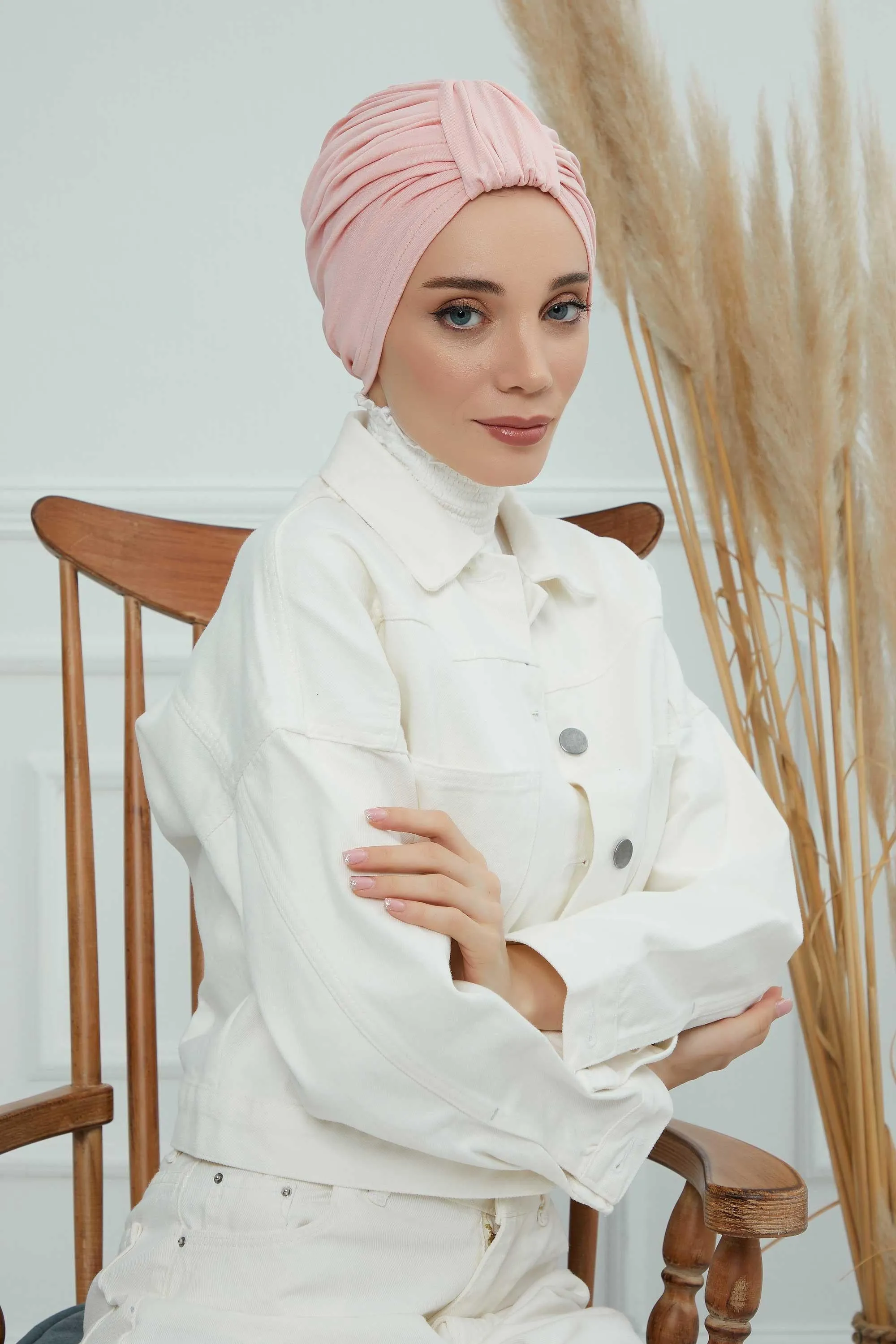 Chic Design Cotton Instant Turban Hijab for Women, Beautiful Pre-tied Turban Bonnet for Women, Trendy Fashionable Cancer Chemo Headwear,B-68