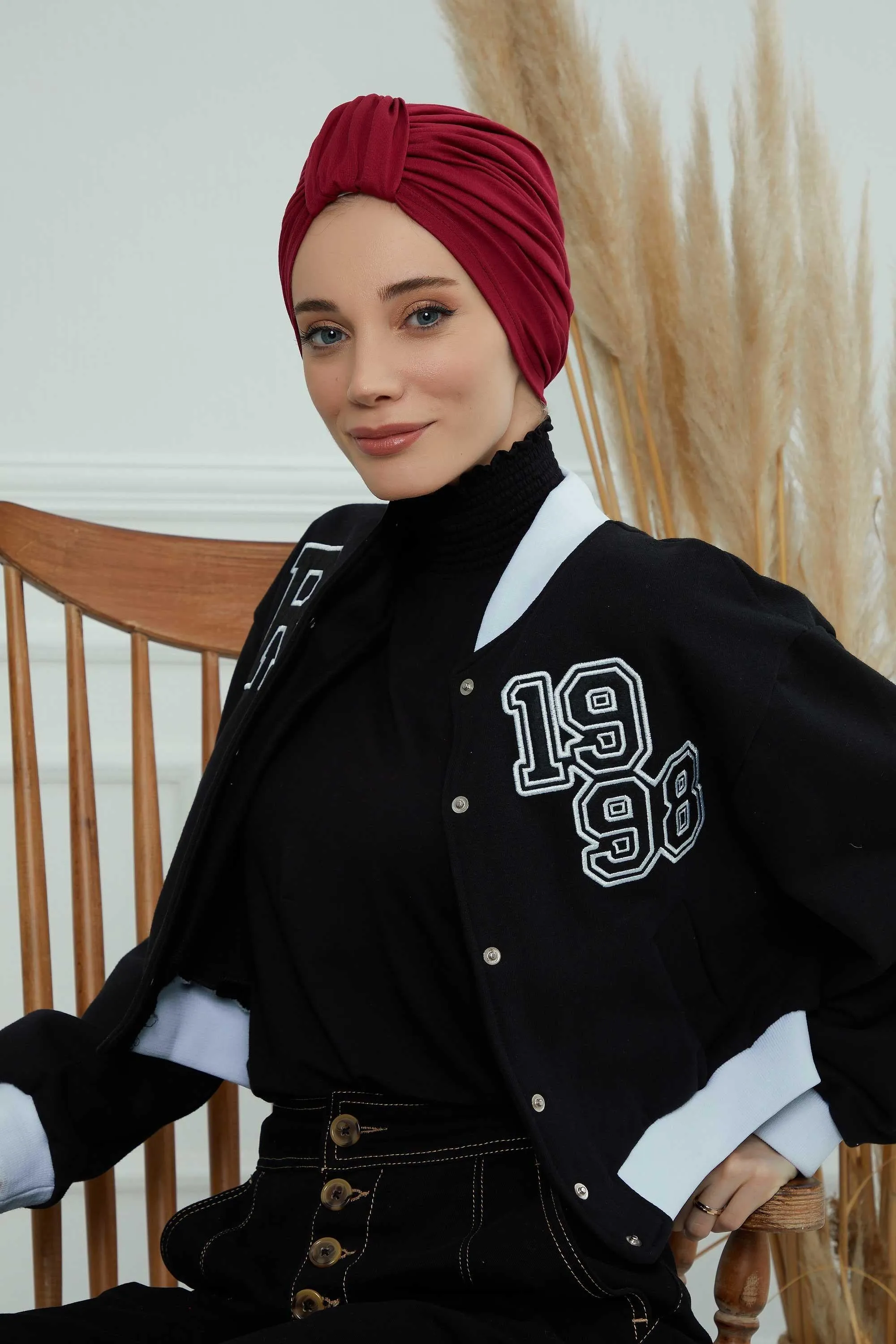 Chic Design Cotton Instant Turban Hijab for Women, Beautiful Pre-tied Turban Bonnet for Women, Trendy Fashionable Cancer Chemo Headwear,B-68