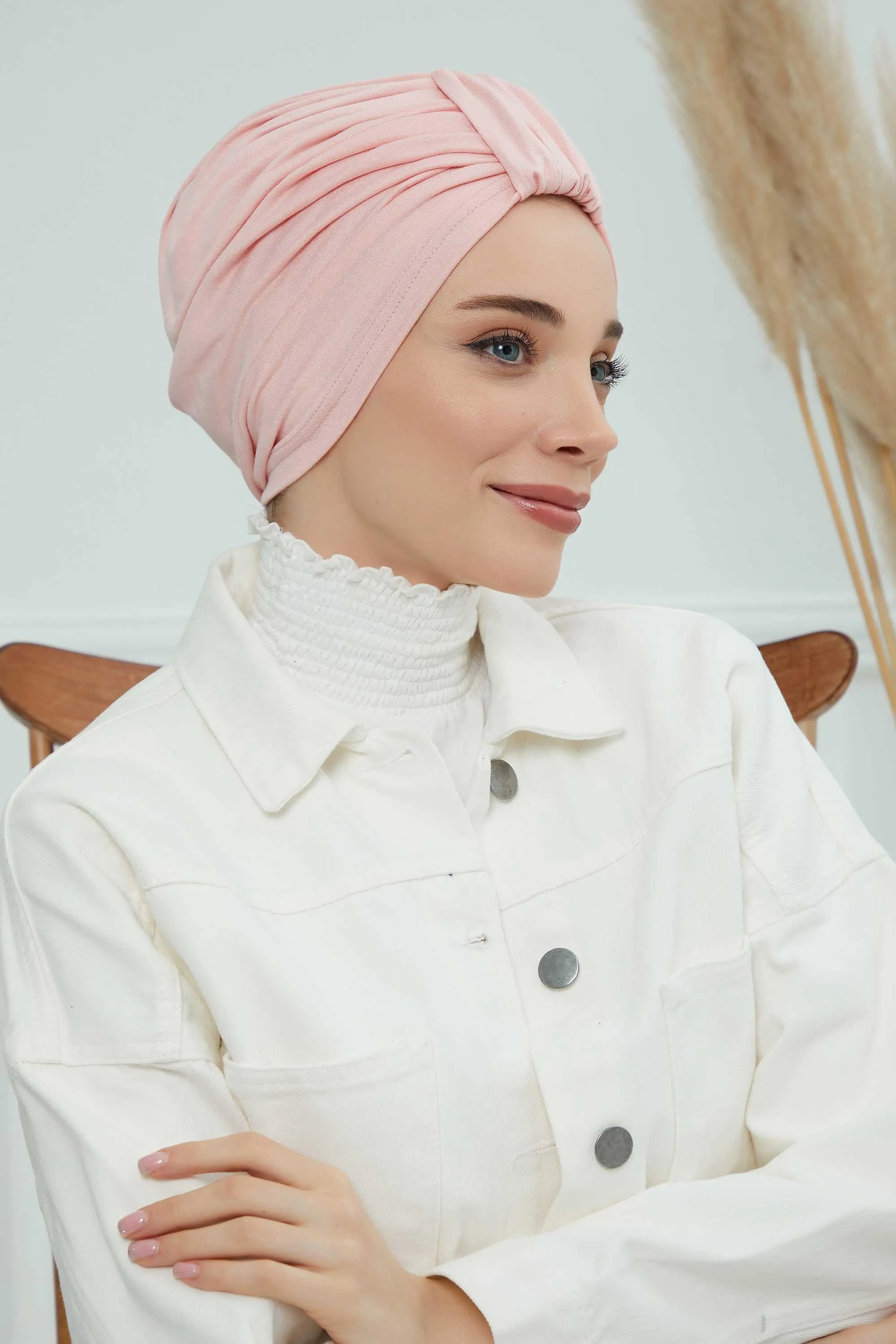 Chic Design Cotton Instant Turban Hijab for Women, Beautiful Pre-tied Turban Bonnet for Women, Trendy Fashionable Cancer Chemo Headwear,B-68