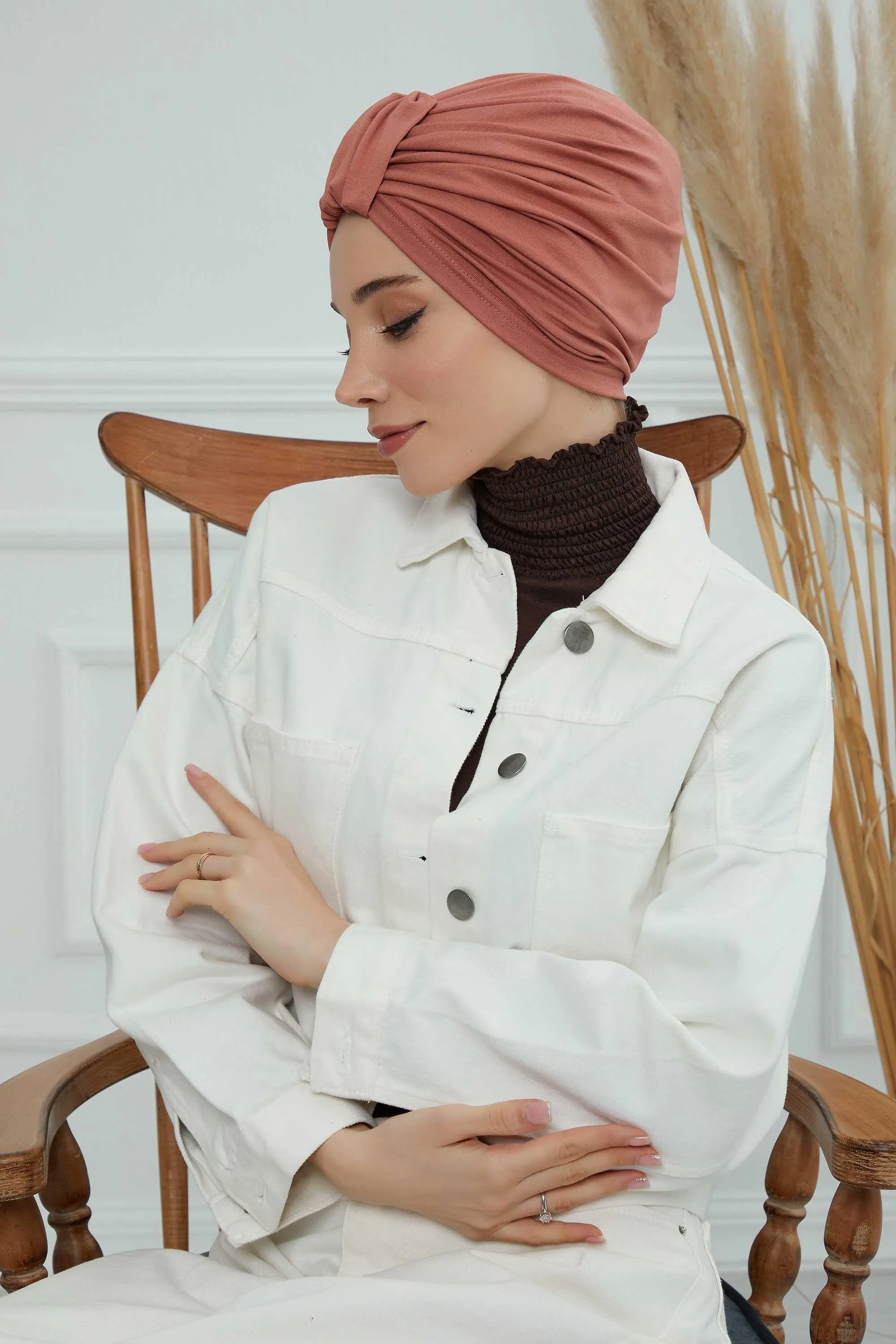 Chic Design Cotton Instant Turban Hijab for Women, Beautiful Pre-tied Turban Bonnet for Women, Trendy Fashionable Cancer Chemo Headwear,B-68