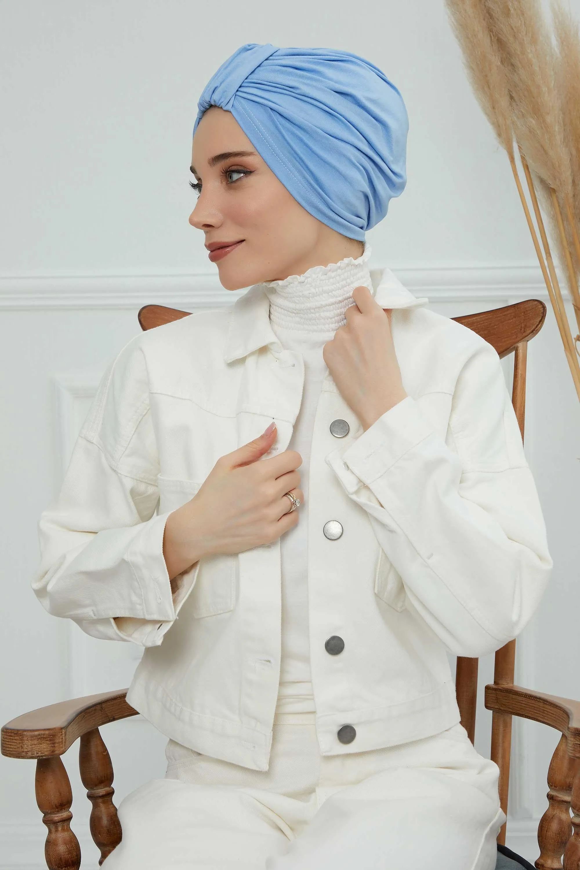 Chic Design Cotton Instant Turban Hijab for Women, Beautiful Pre-tied Turban Bonnet for Women, Trendy Fashionable Cancer Chemo Headwear,B-68