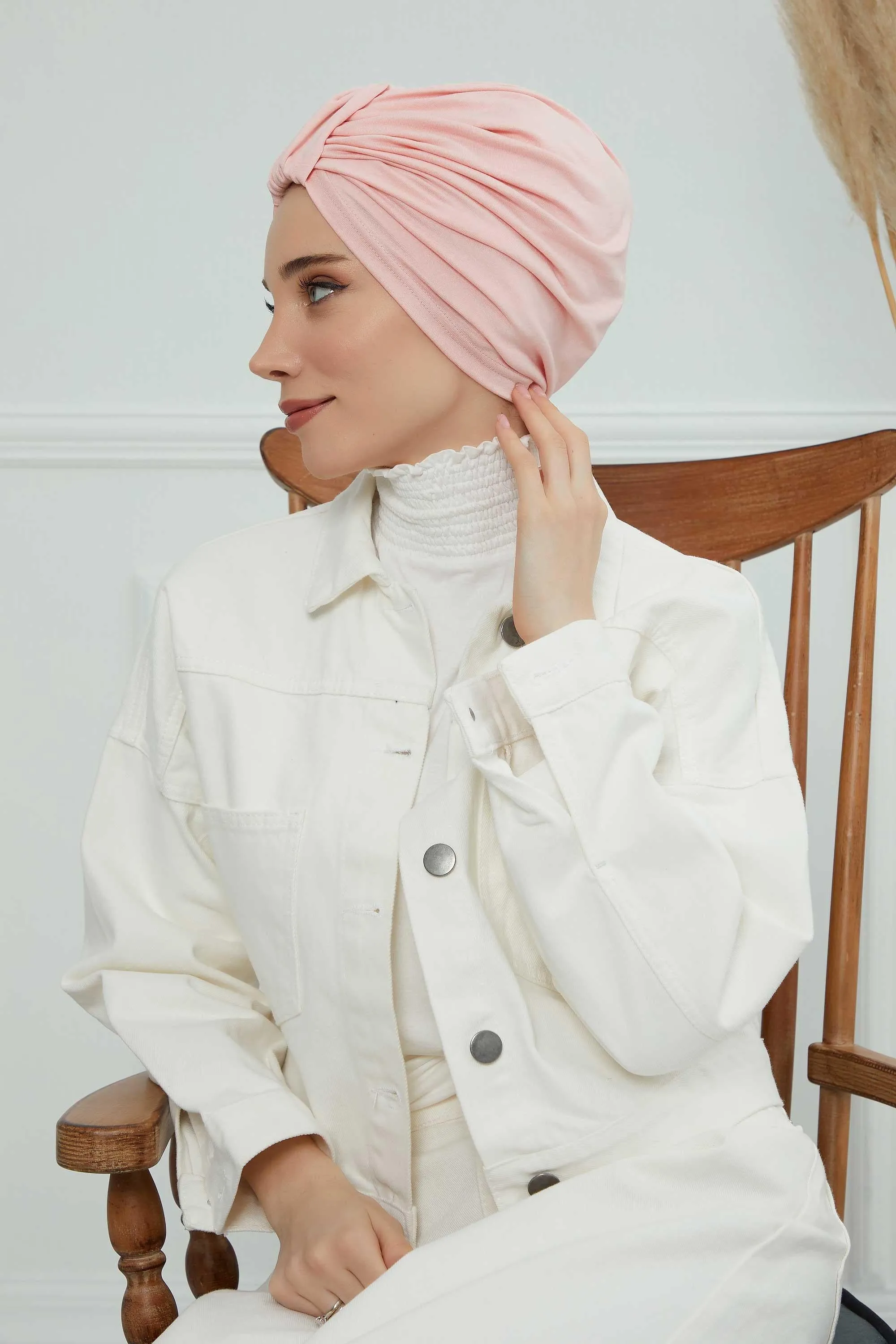 Chic Design Cotton Instant Turban Hijab for Women, Beautiful Pre-tied Turban Bonnet for Women, Trendy Fashionable Cancer Chemo Headwear,B-68