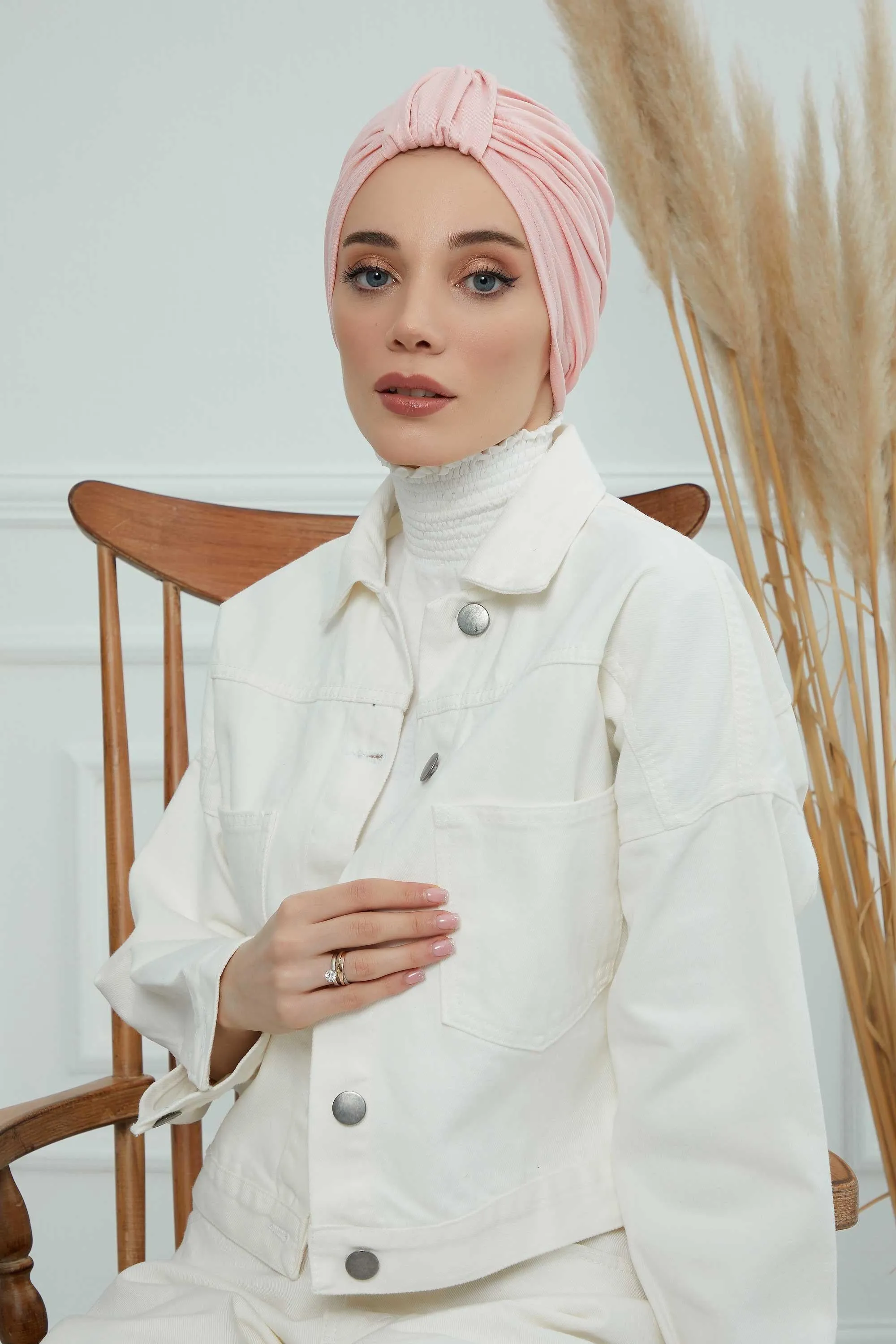 Chic Design Cotton Instant Turban Hijab for Women, Beautiful Pre-tied Turban Bonnet for Women, Trendy Fashionable Cancer Chemo Headwear,B-68