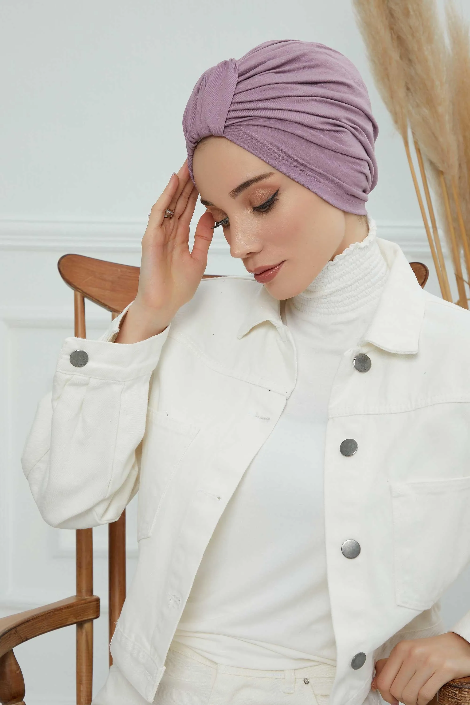 Chic Design Cotton Instant Turban Hijab for Women, Beautiful Pre-tied Turban Bonnet for Women, Trendy Fashionable Cancer Chemo Headwear,B-68