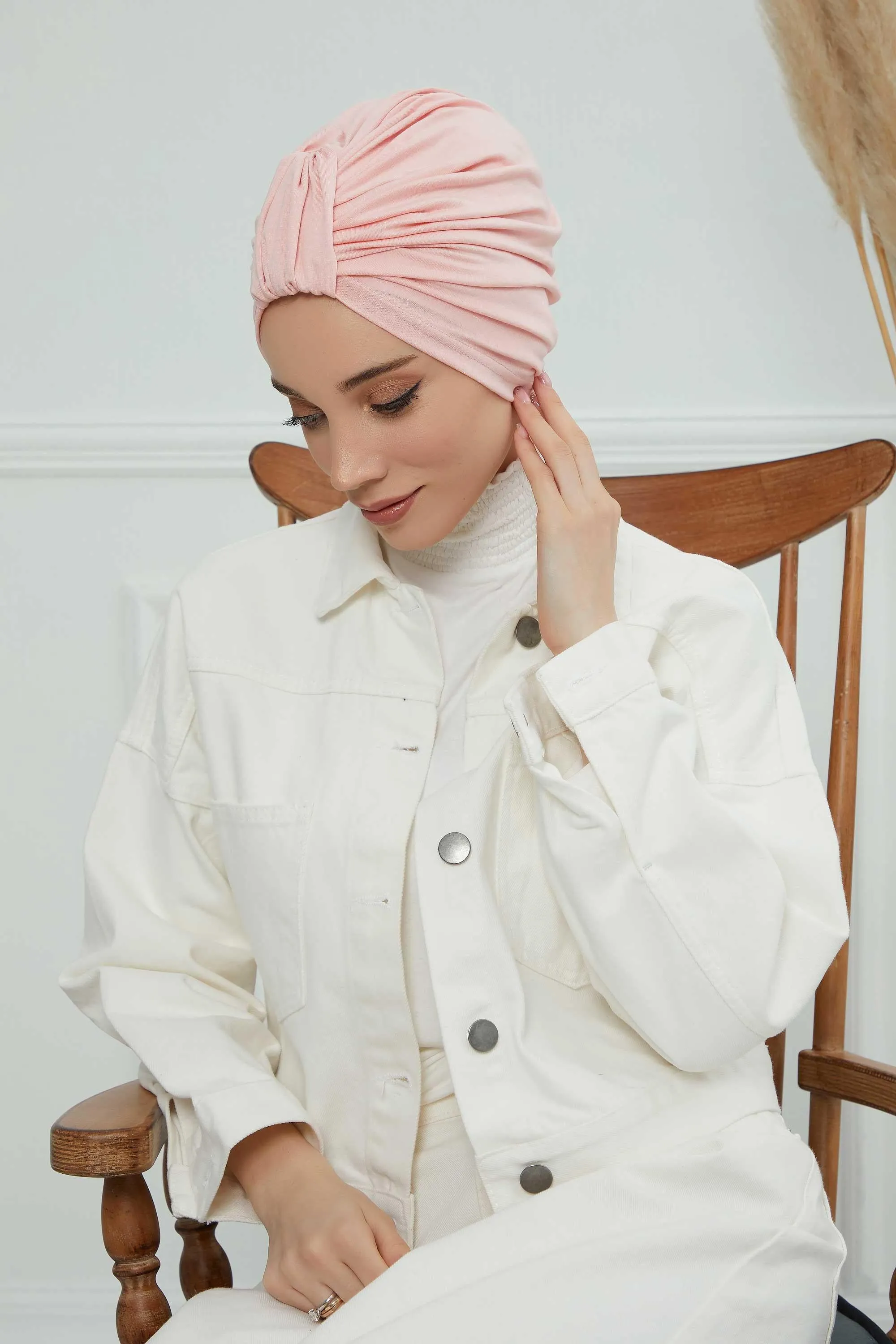 Chic Design Cotton Instant Turban Hijab for Women, Beautiful Pre-tied Turban Bonnet for Women, Trendy Fashionable Cancer Chemo Headwear,B-68