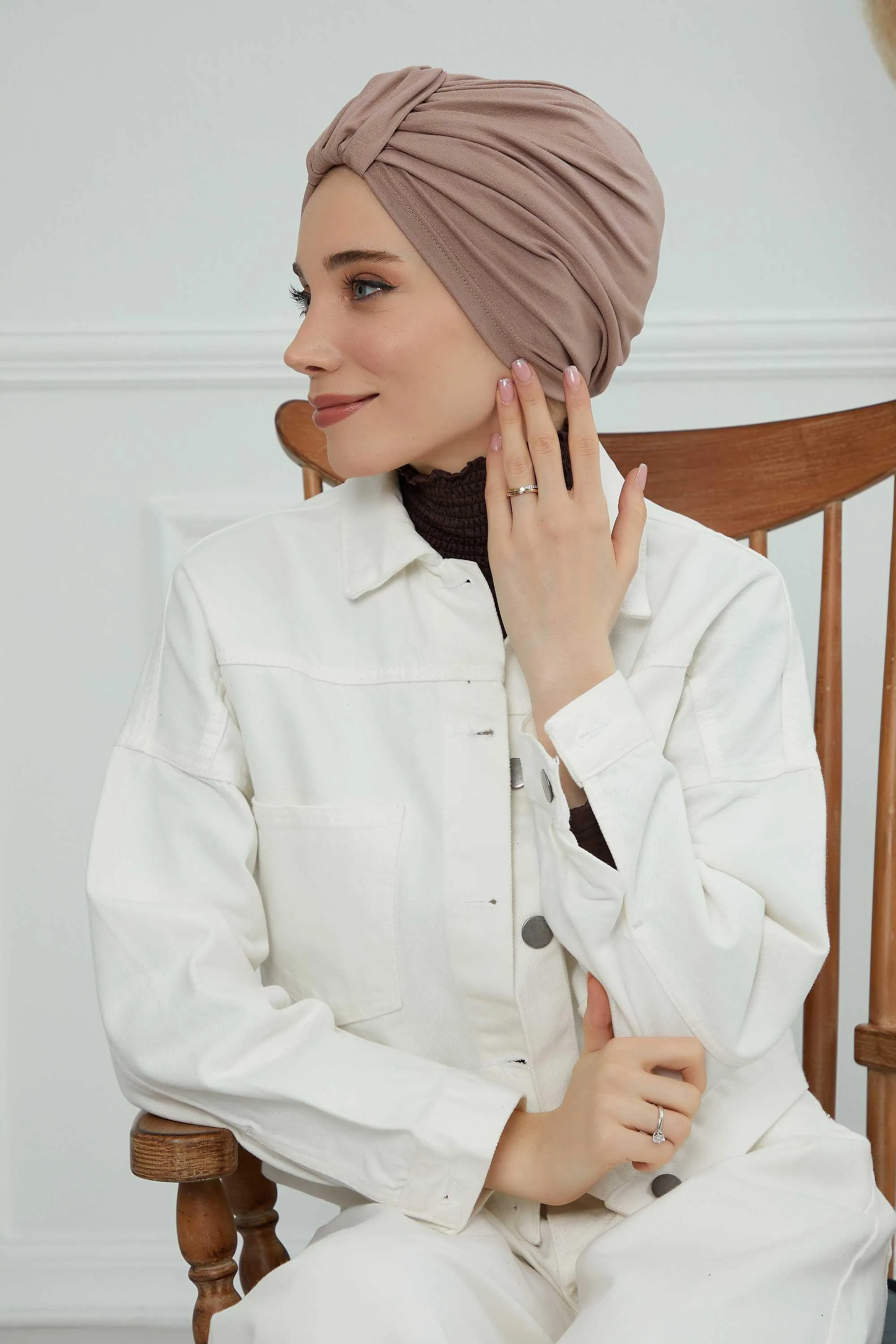 Chic Design Cotton Instant Turban Hijab for Women, Beautiful Pre-tied Turban Bonnet for Women, Trendy Fashionable Cancer Chemo Headwear,B-68