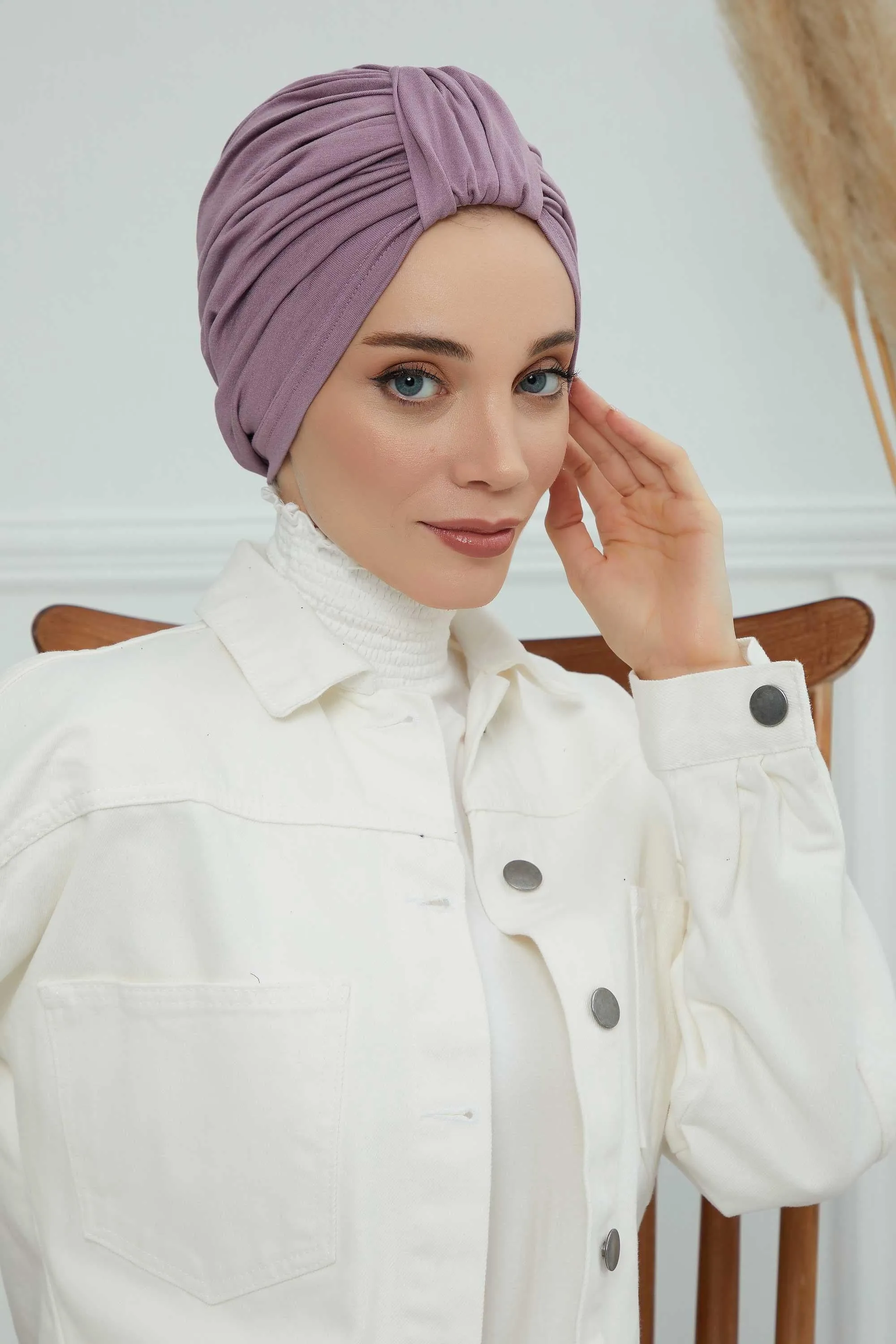 Chic Design Cotton Instant Turban Hijab for Women, Beautiful Pre-tied Turban Bonnet for Women, Trendy Fashionable Cancer Chemo Headwear,B-68