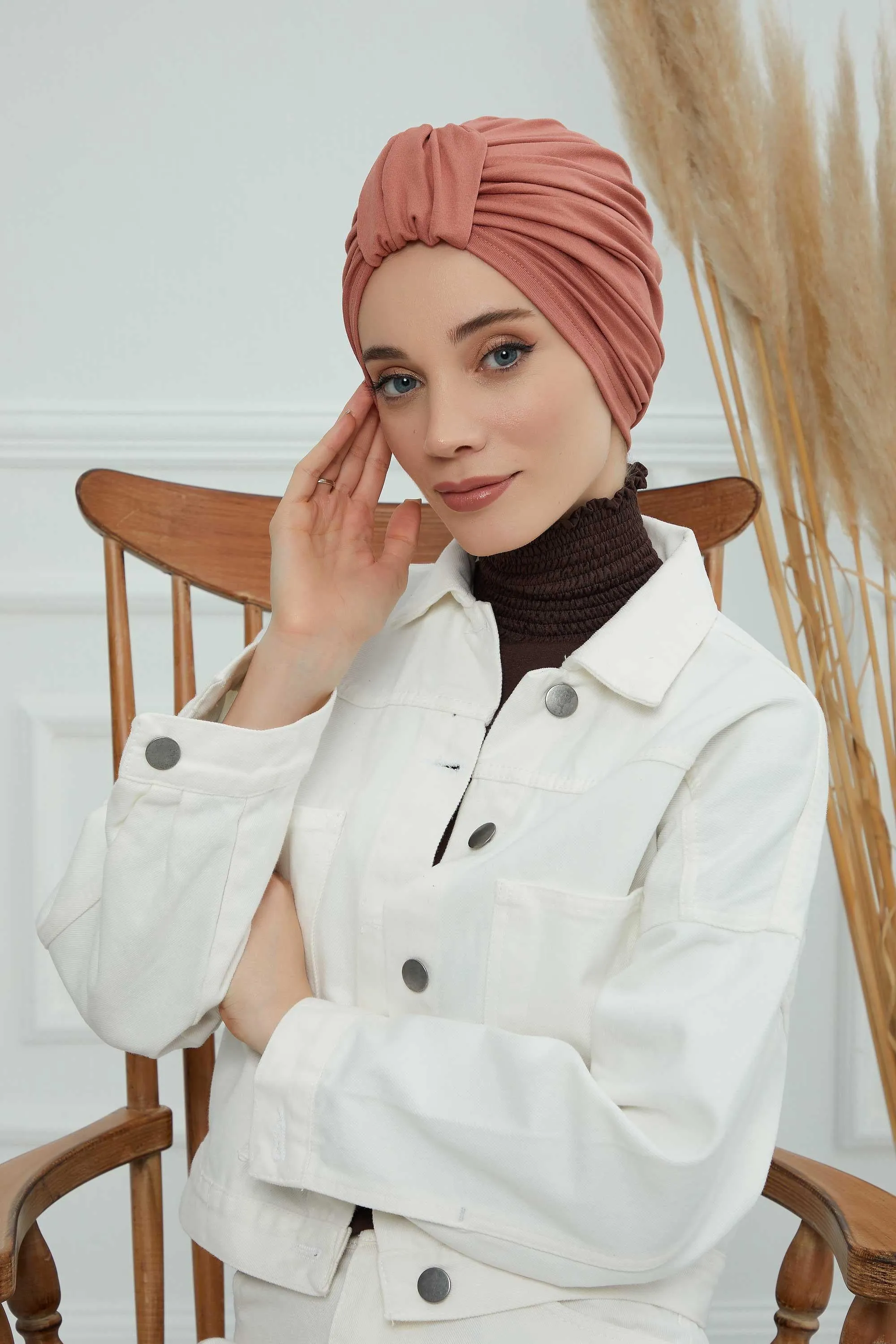 Chic Design Cotton Instant Turban Hijab for Women, Beautiful Pre-tied Turban Bonnet for Women, Trendy Fashionable Cancer Chemo Headwear,B-68