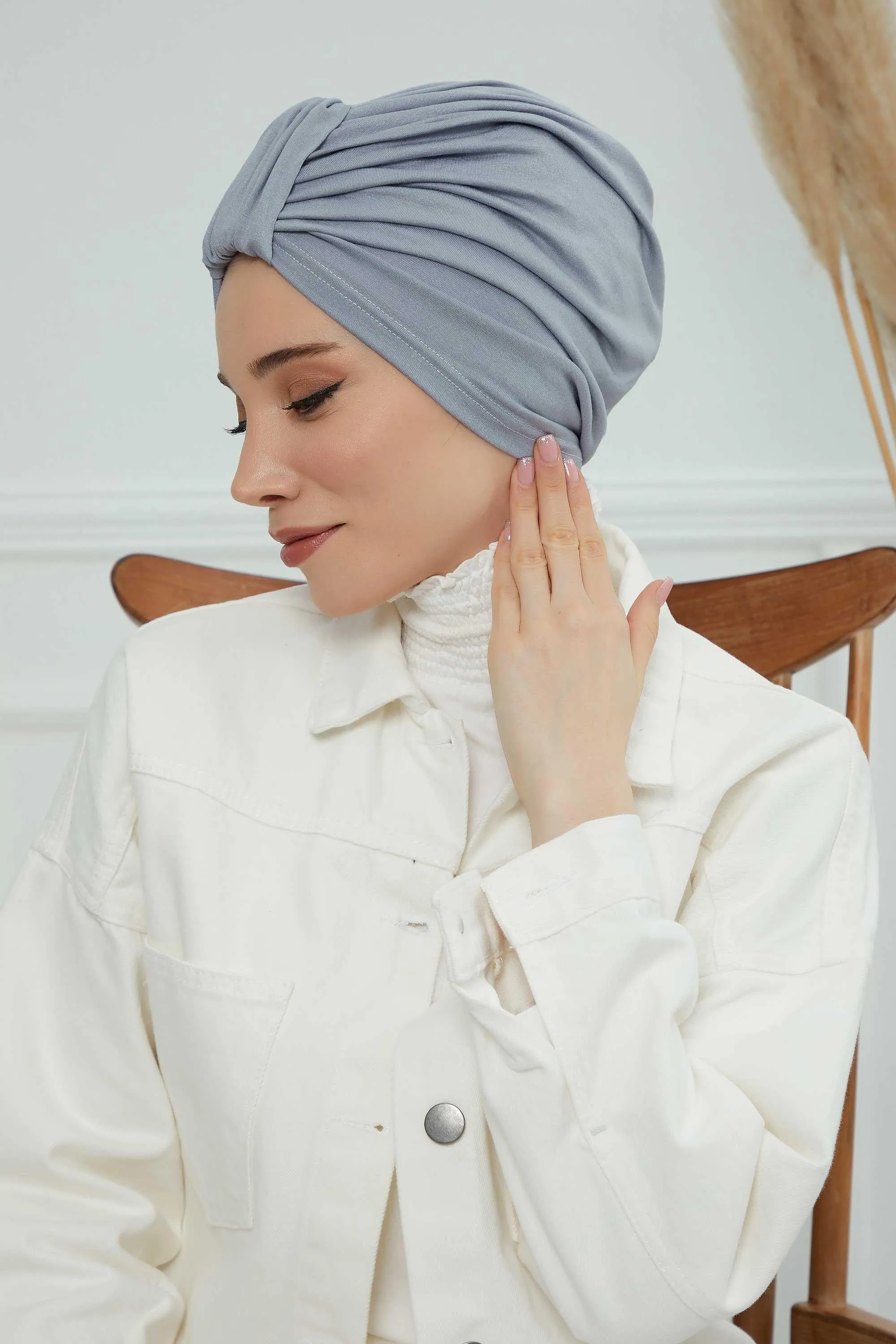 Chic Design Cotton Instant Turban Hijab for Women, Beautiful Pre-tied Turban Bonnet for Women, Trendy Fashionable Cancer Chemo Headwear,B-68